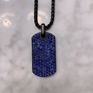 35mm David Yurman streamline pave tag in black titanium with sapphires